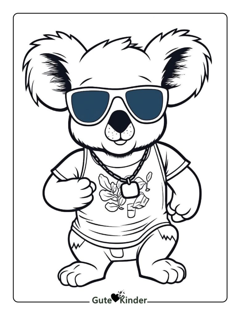 Malvorlage Koala mit Brille