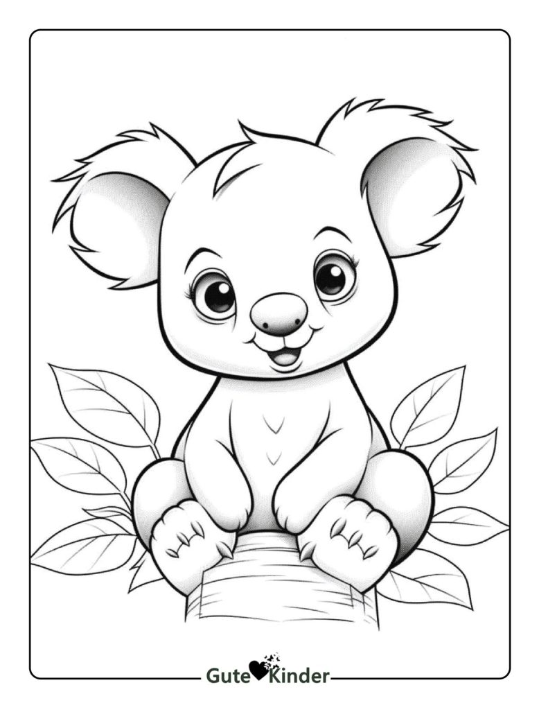 Baby Koala Ausmalbild zum Ausdrucken Kostenlos